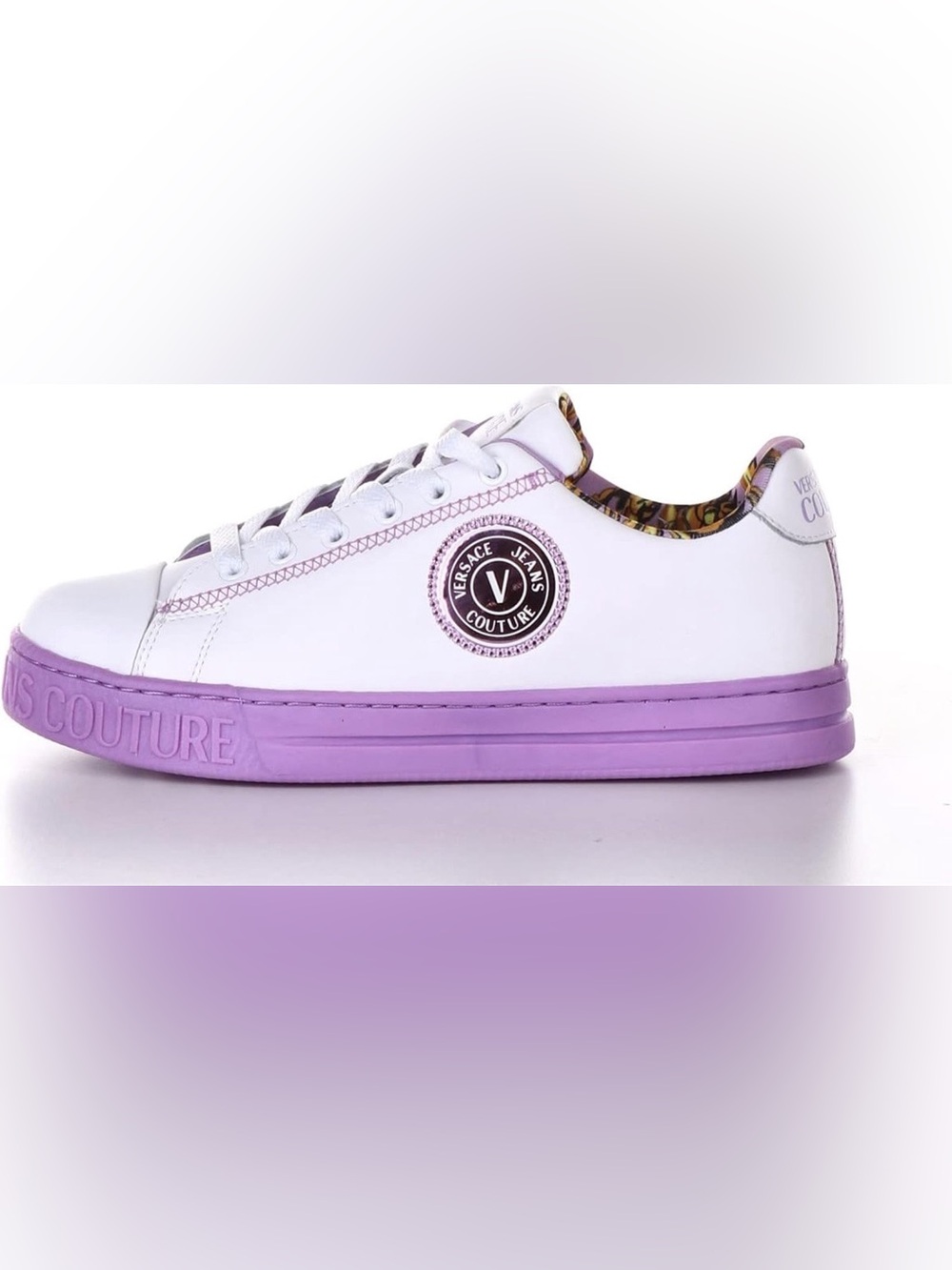 Versace Jeans Couture Fondo Court 88 Sneakers Womens White Lilac 6 Worn Once